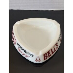 BELL'S SCOTCH WHISKY Ashtray PUB Bar " Afore Ye Go" Barware White Milk Glass